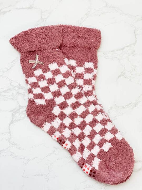 Checkered Cozy Sherpa Socks