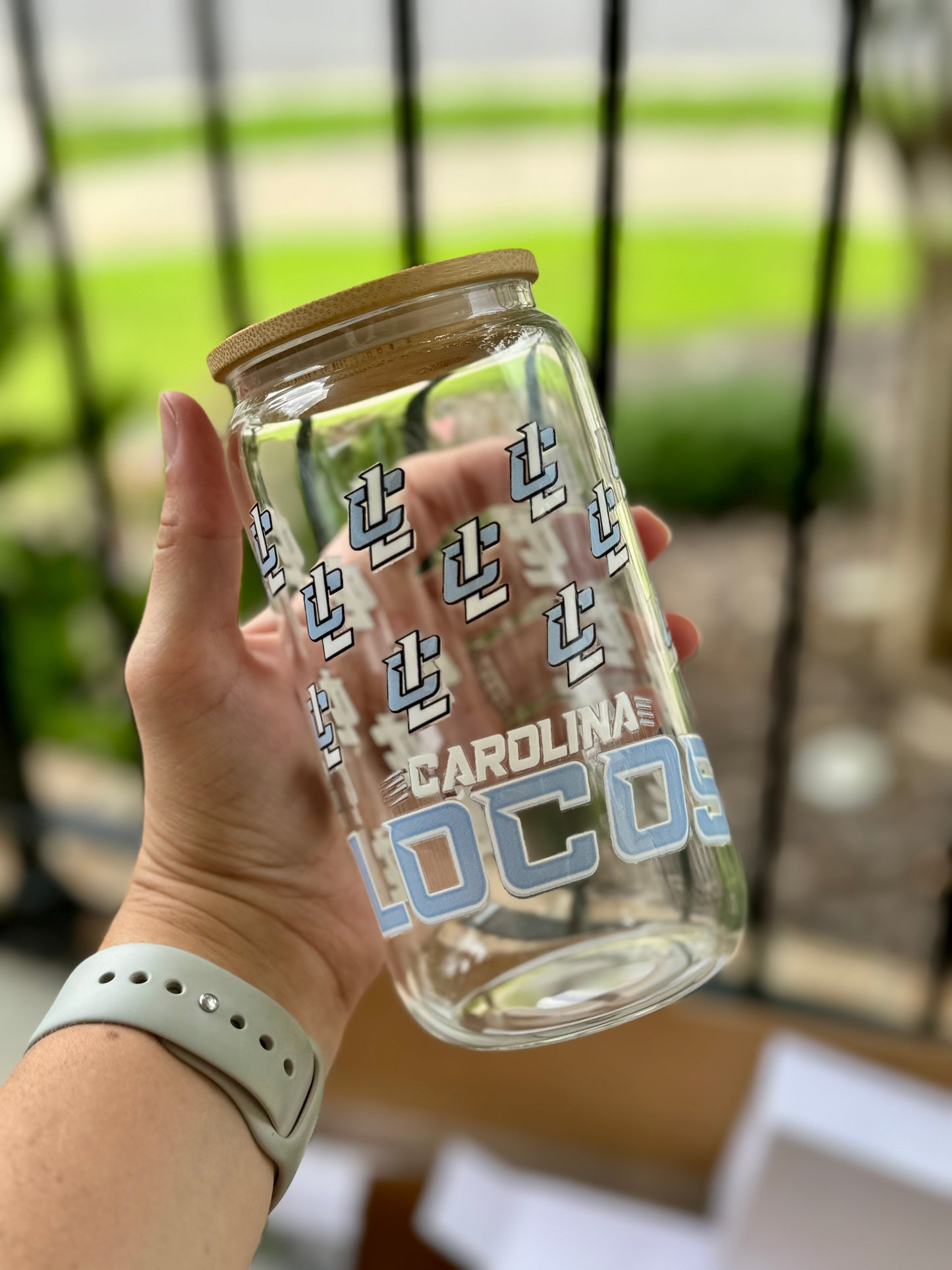 Carolina Locos Clear 16oz Glass with Lid