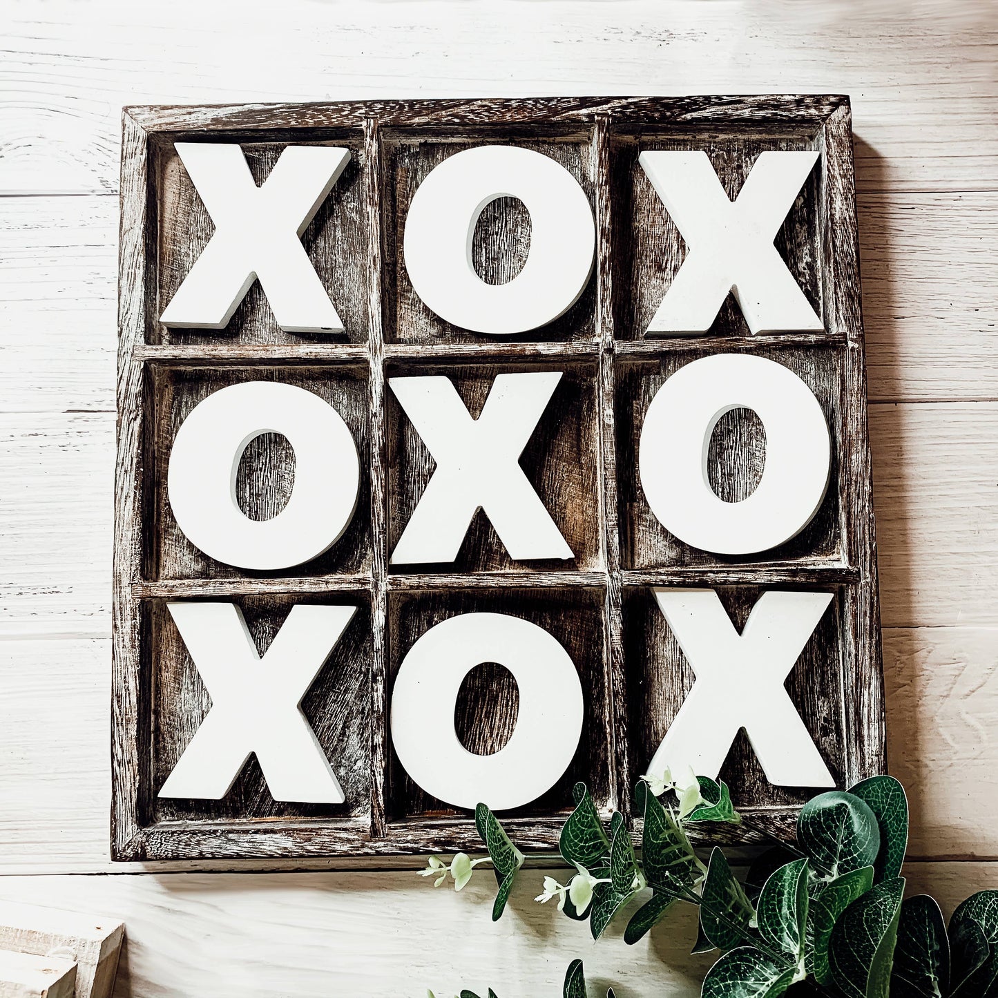 Wooden Tabletop Game + Decor, Tic Tac Toe Wood Game, Rustic