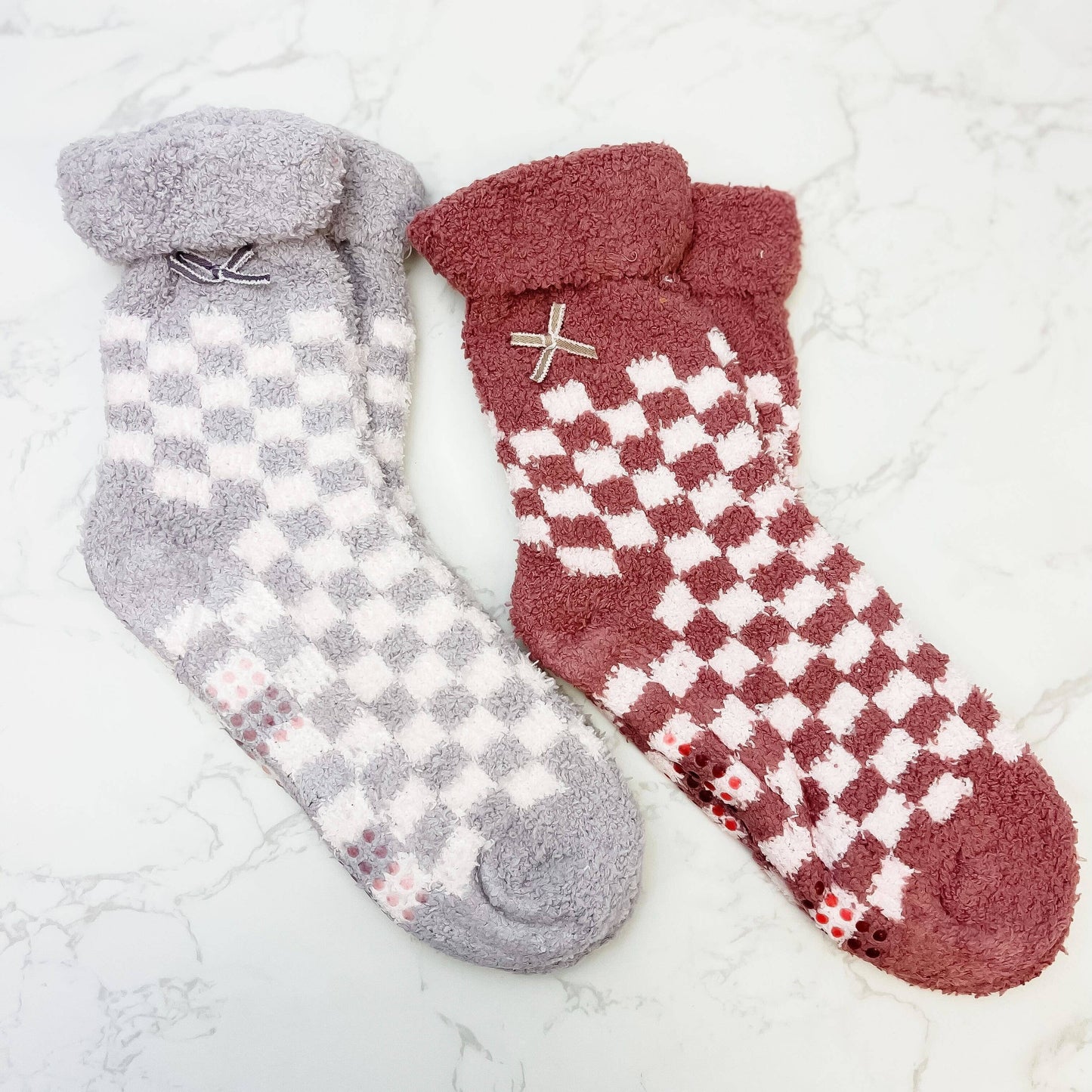 Checkered Cozy Sherpa Socks