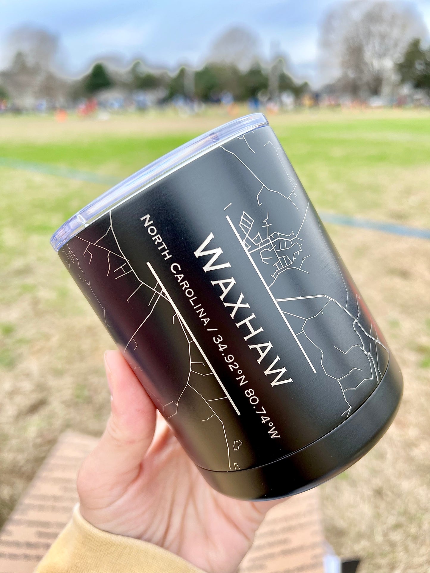 Waxhaw NC Map Insulated Cup in Matte Black